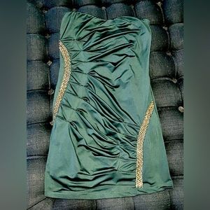 Gorgeous forest green strapless dress with crystal details. Worn once. Size S
